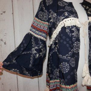 NEW Entro Womens Small Paisley Kimono Shirt Top